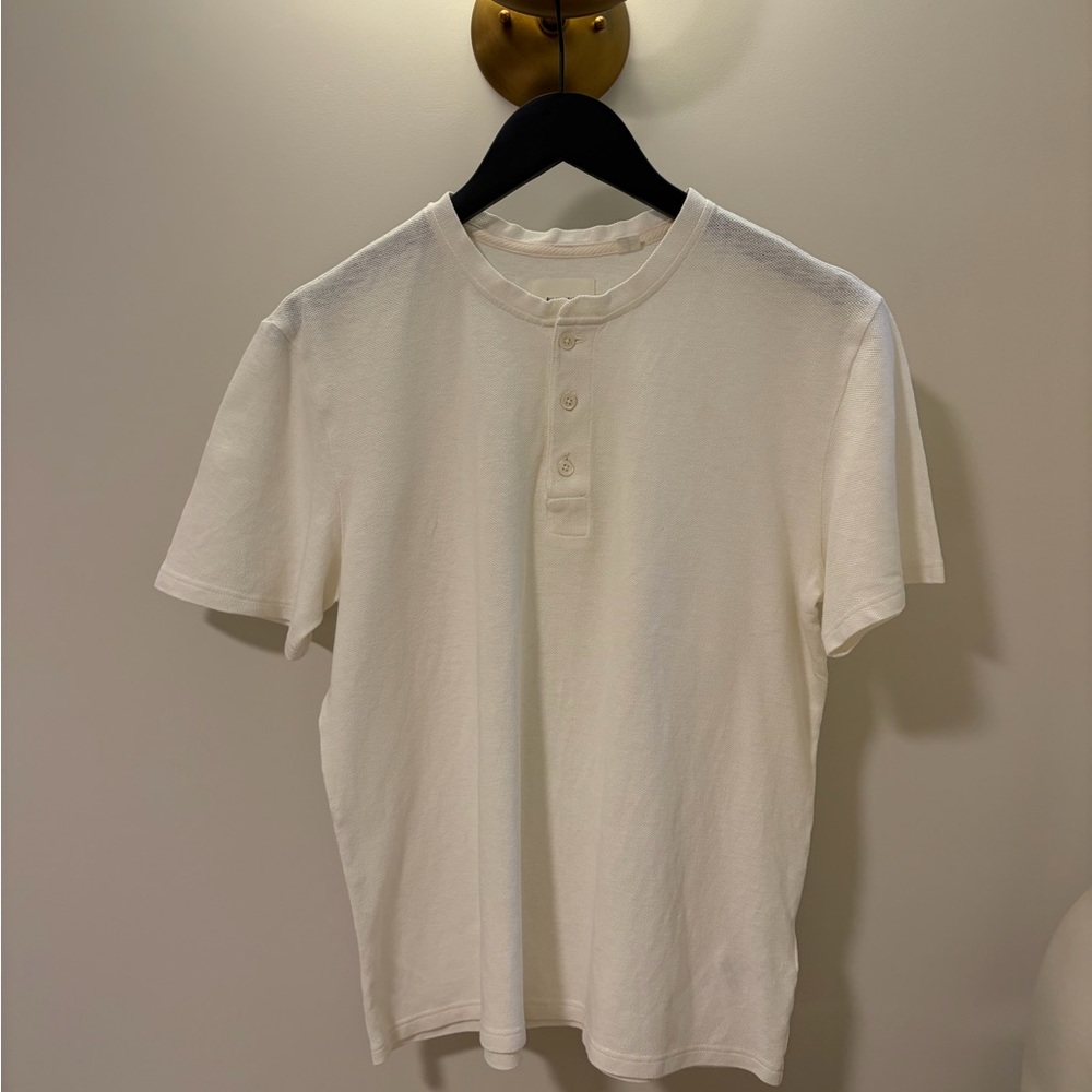 Billy Reid White Short Sleeve Henley